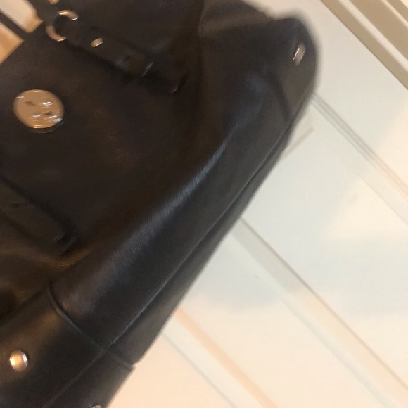 TUMI Villa Turin Black Canvas w/ Leather Trim Commute Shoulder Tote Bag #73105D2 - Picture 9 of 9